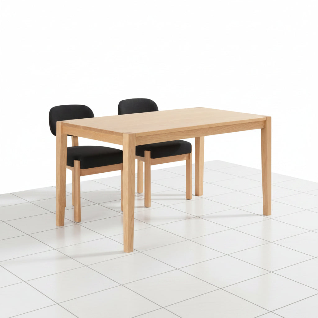 Dining Chair Set of 2 Upholstered Fabric Seat Rubber Wood Legs Black - Angled perspective showcasing both chairs together
