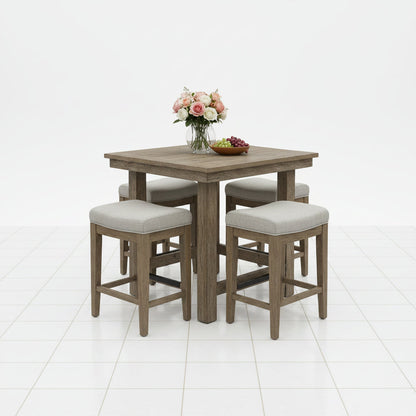 Brown bar height dining table set