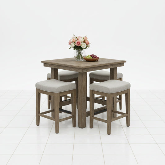 Brown bar height dining table set