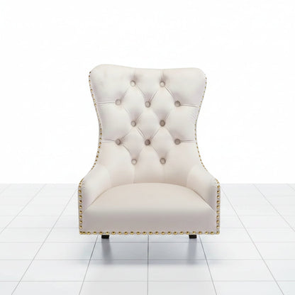 Beige office chair with tufted design