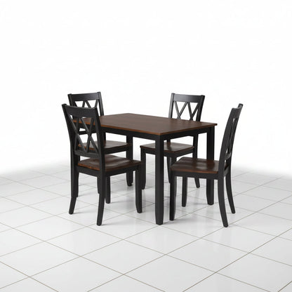 Black espresso dining set with four chairs