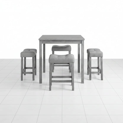 Gray bar height dining table set