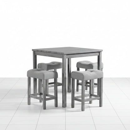 Gray dining table set with four chairs front view