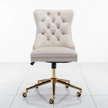 Velvet office chair with adjustable height