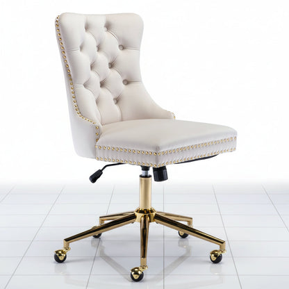 Velvet office chair with button detail
